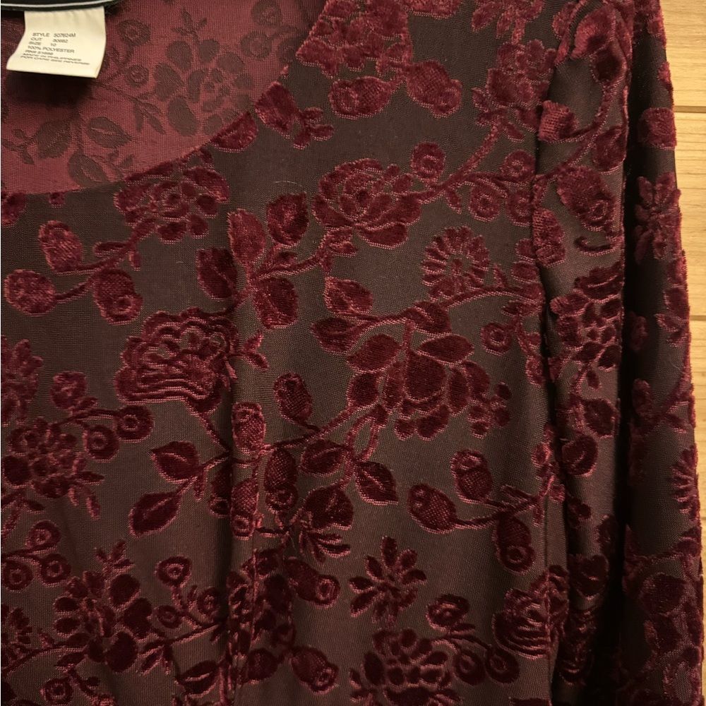 Vintage Molly Malloy Medium Floral Burnout Velvet Long Sleeve Whimsigoth Dress - Picture 7 of 12